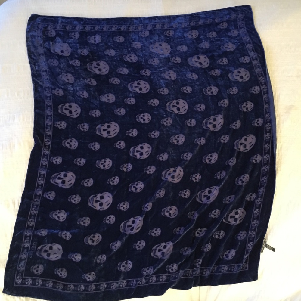 Baby blue velvet Alexander McQueen scarf